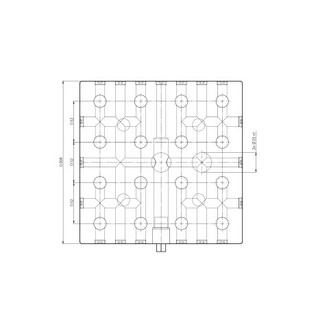 Technical drawing 45640: Quick•Point® 52 Grid Plate 4-fold 208 x 208 x 27 mm without mounting bores
