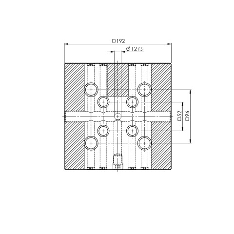 Technical drawing 45748: Quick•Point® 52/96 Combo Grid Plate 192 x 192 x 27 mm without mounting bores