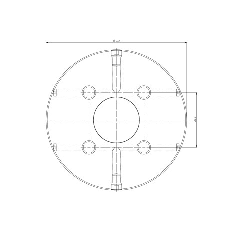 Technical drawing 45843: Quick•Point® 96 Round Plate ø 246 x 27 mm without mounting bores, for individual centre hole
