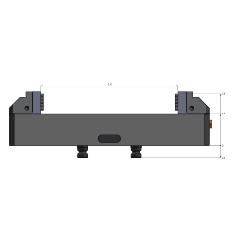 Technical drawing 42252-125: Vario•Tec 125 Centering Vise jaw width 125 mm max. clamping range 250 mm