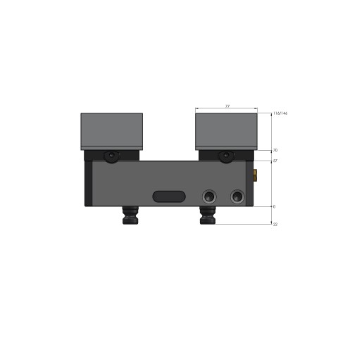 Technical drawing 44205-125: Avanti 125 Profile Clamping Vise jaw width 125 mm max. clamping range 205 mm