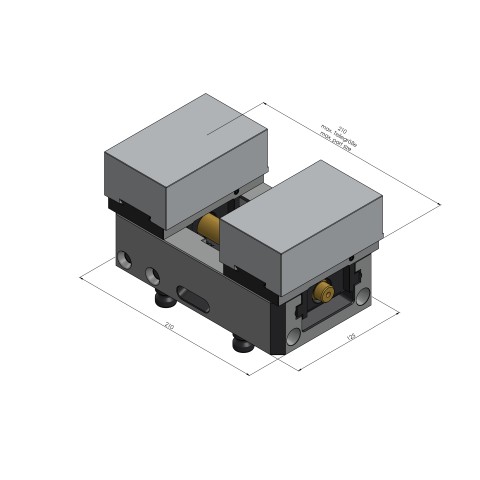 Technical drawing 44205-125: Avanti 125 Profile Clamping Vise jaw width 125 mm max. clamping range 205 mm