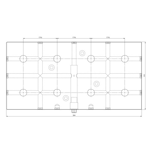 Technical drawing 45720: Quick•Point® 96 Grid Plate 2-fold 384 x 192 x 27 mm without mounting bores