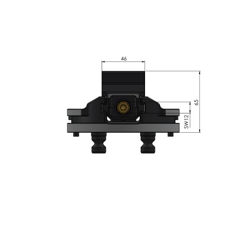 Technical drawing 61085-46: Makro•Grip® 77 HAUBEX 5-Axis Vise jaw width 46 mm clamping range 0 - 80 mm