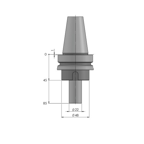Technical drawing 61500-BT40: HAUBEX Tool Holder BT-40
