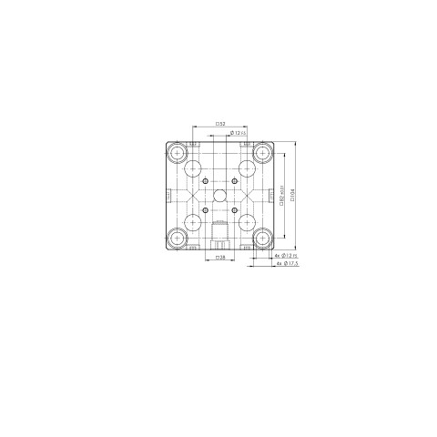 Technical drawing 75600: Quick•Point® 52 Grid Plate 104 x 104 x 27 mm with bores for Quick•Tower tombstone
