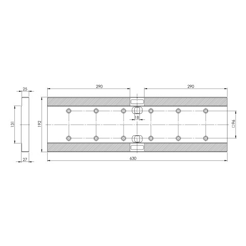 Technical drawing 81611: Makro•Grip® Ultra Base Plate 610 for Base set 81600, 81615, 81623