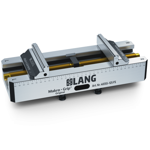 Product image 48355-125 FS: Makro•Grip® FS 125 5-Axis Vise Jaw width 125 mm Clamping range 0 - 355 mm, with continuous / full serration